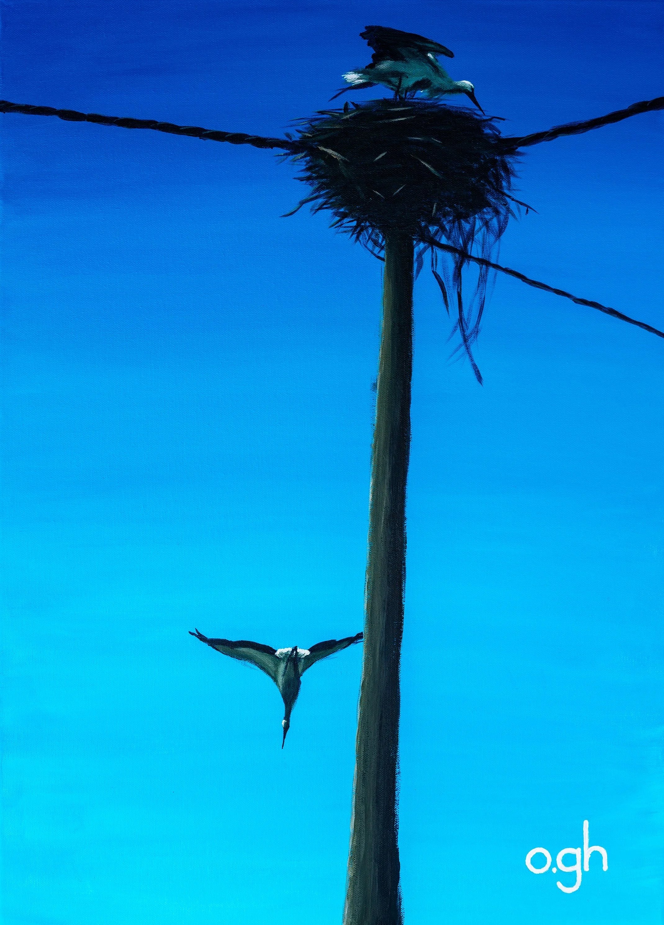 (SÅLD) Nybygge (2026). Akryl på duk, 50x70 cm