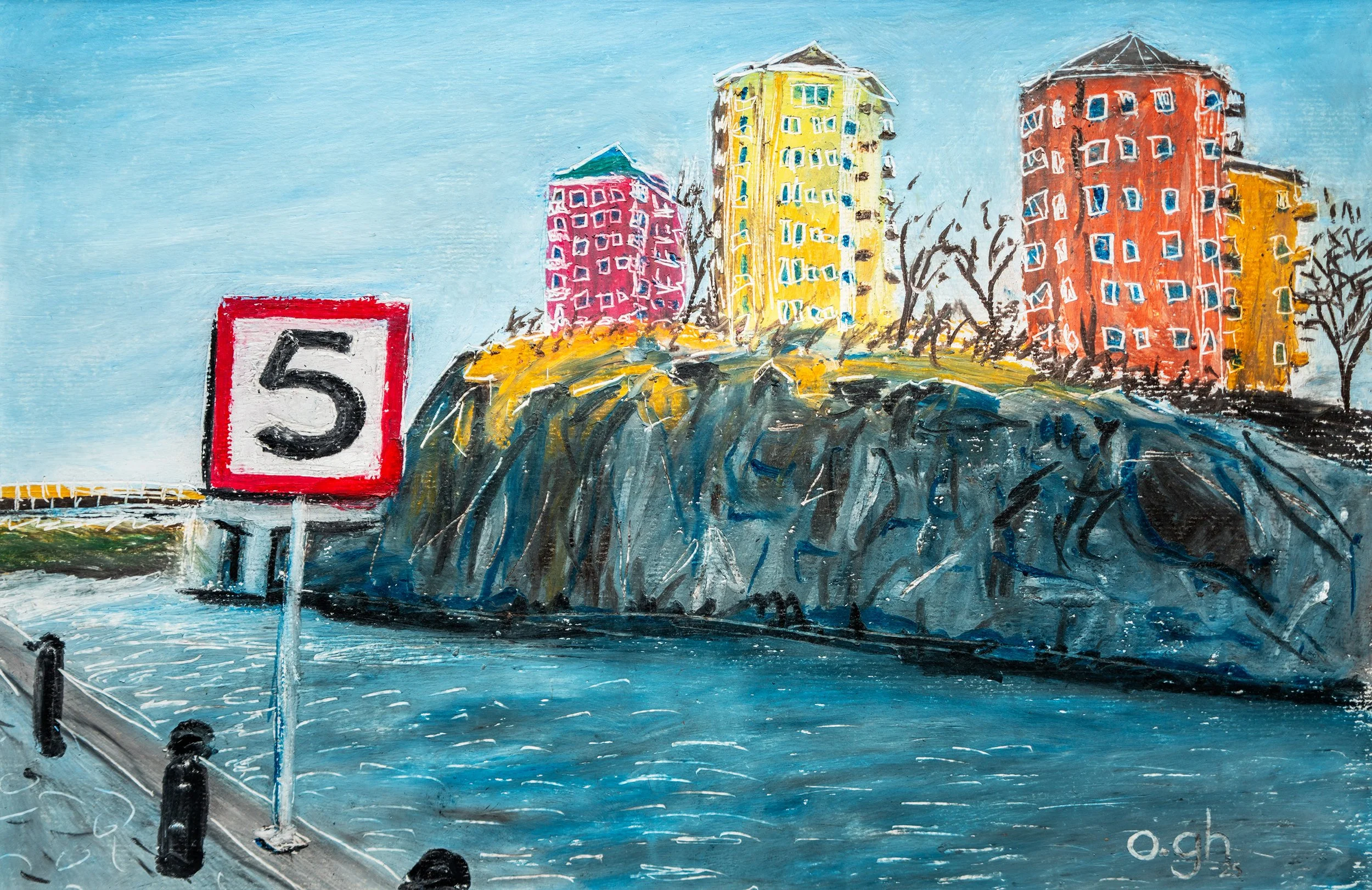 Danviksklippan (2025). Oljepastell på papper, A4