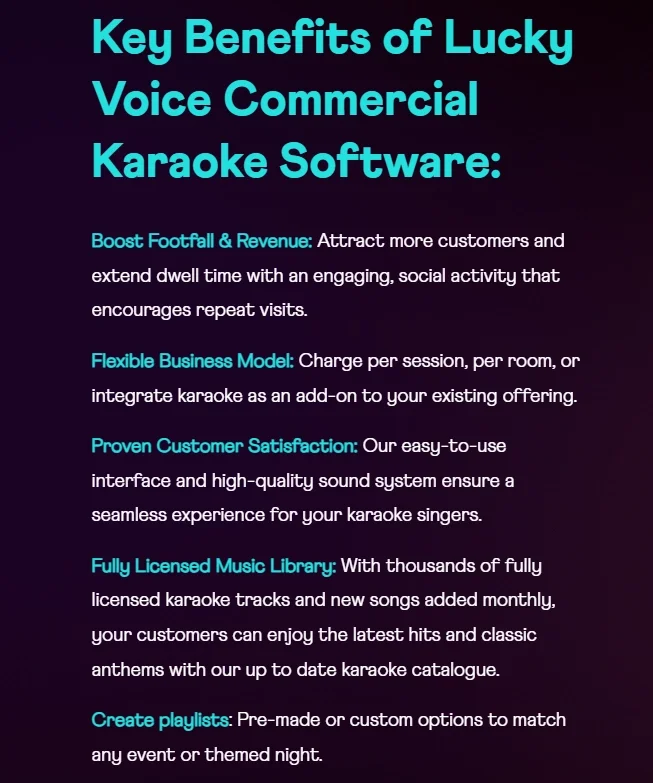 key benefits of lucky voice commercial karaoke software