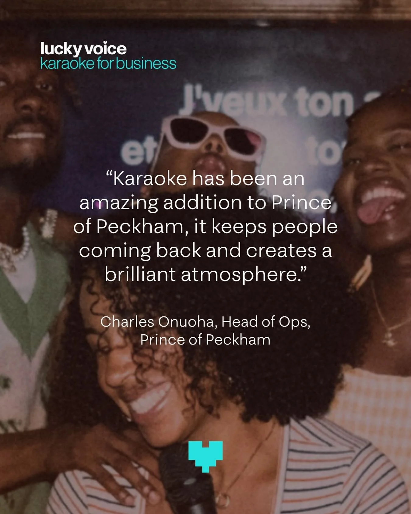 Nothing beats hearing it from the venues themselves 🎤

Since adding Lucky Voice karaoke, the team at @princeofpeckham have created:

✨ A hugely popular private karaoke room
✨ A buzzing Sunday karaoke event
✨ Longer dwell times, repeat visits &amp; a