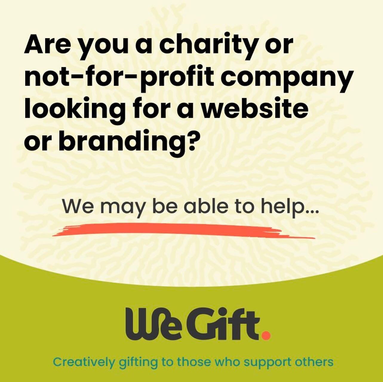 Introducing 'WeGift'. WeGift is a collaboration of ethical companies that offer FREE, professional creative work to small charities and not-for-profit organisations.

WeGift provides free website and digital creative services for UK charities and not