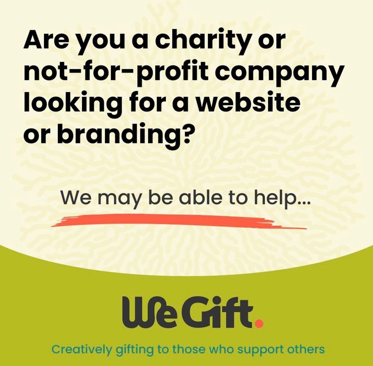 WeGift IS BACK! After our successful launch last year we&rsquo;re reopening applications for 2024.

WeGift is a collaboration of ethical companies that offer FREE, professional creative work to small charities and not-for-profit organisations.

WeGif