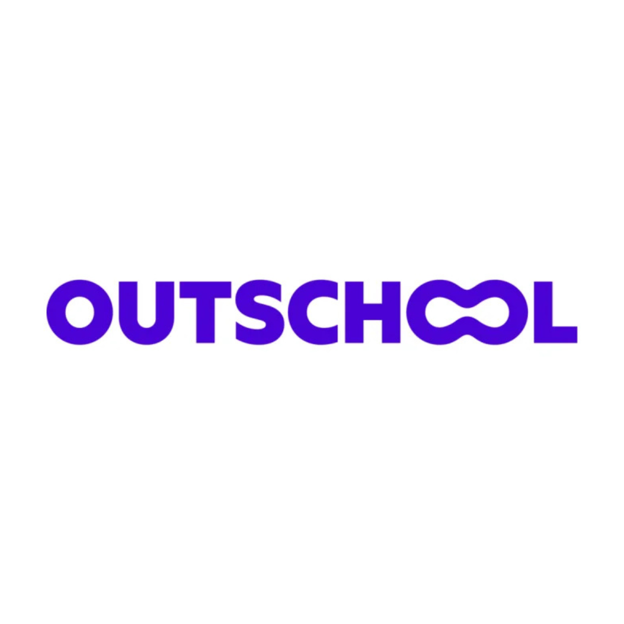 Close-up image highlighting the word "OUTSCHOOL" in large purple text on a white background.