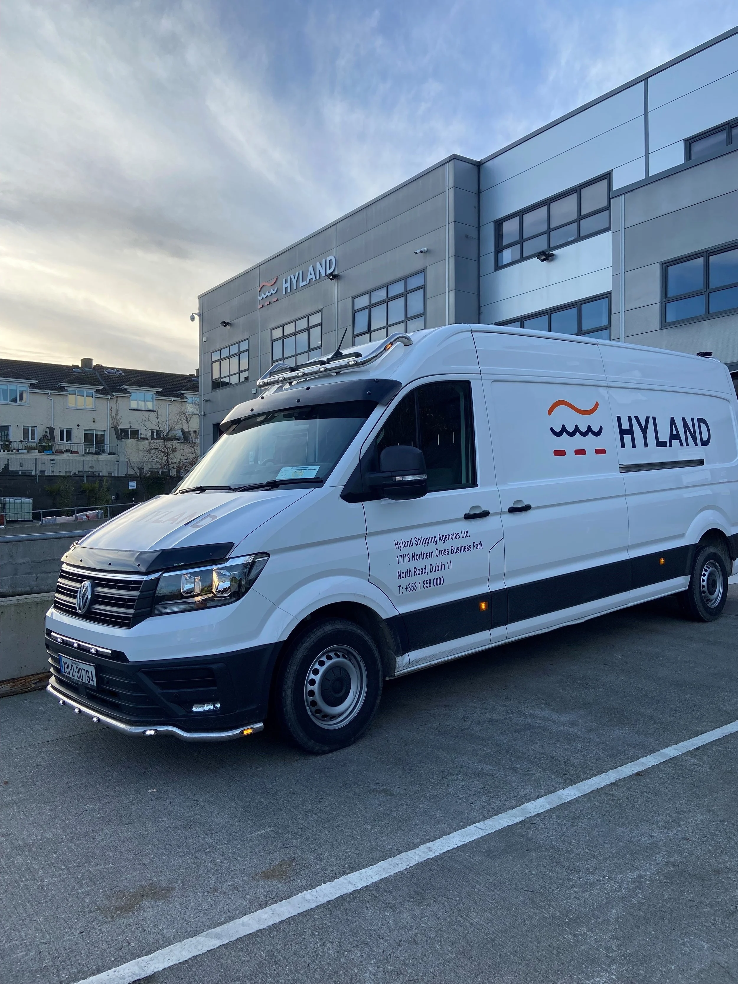 Hyland Shipping delivery van providing express and nationwide transport services in Ireland