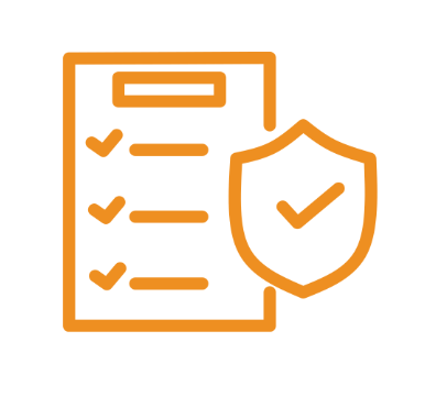Checklist with a shield icon indicating security or protection.