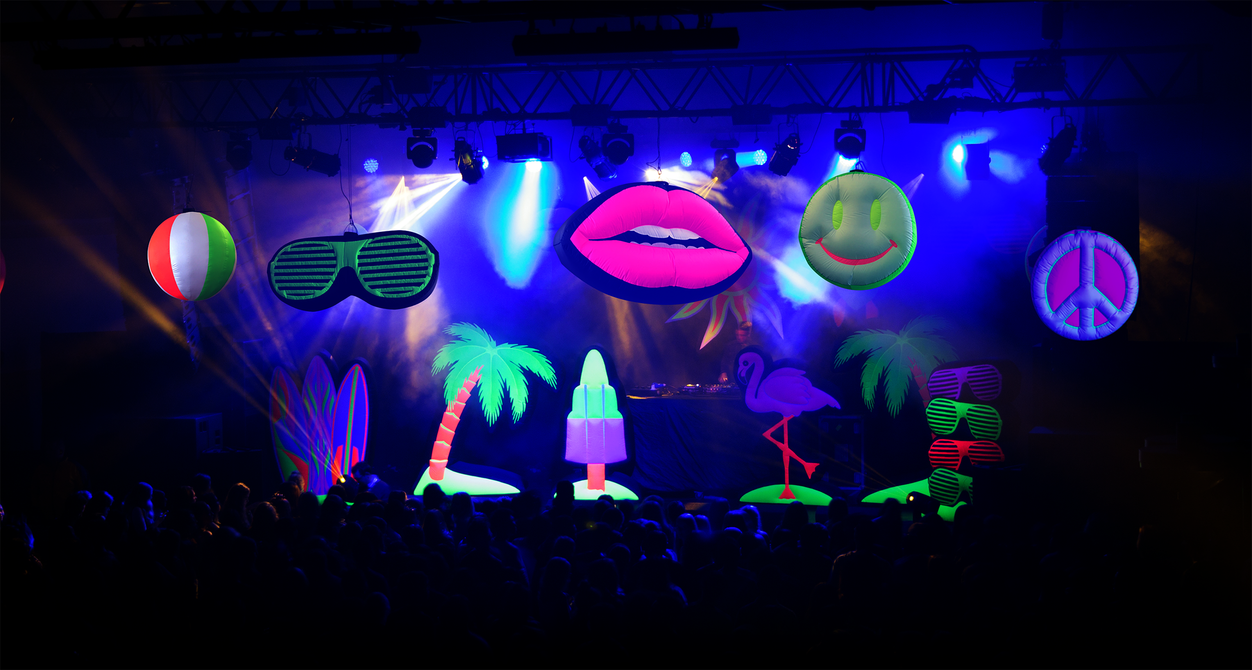 Selection of UV Beach Party Themed Props