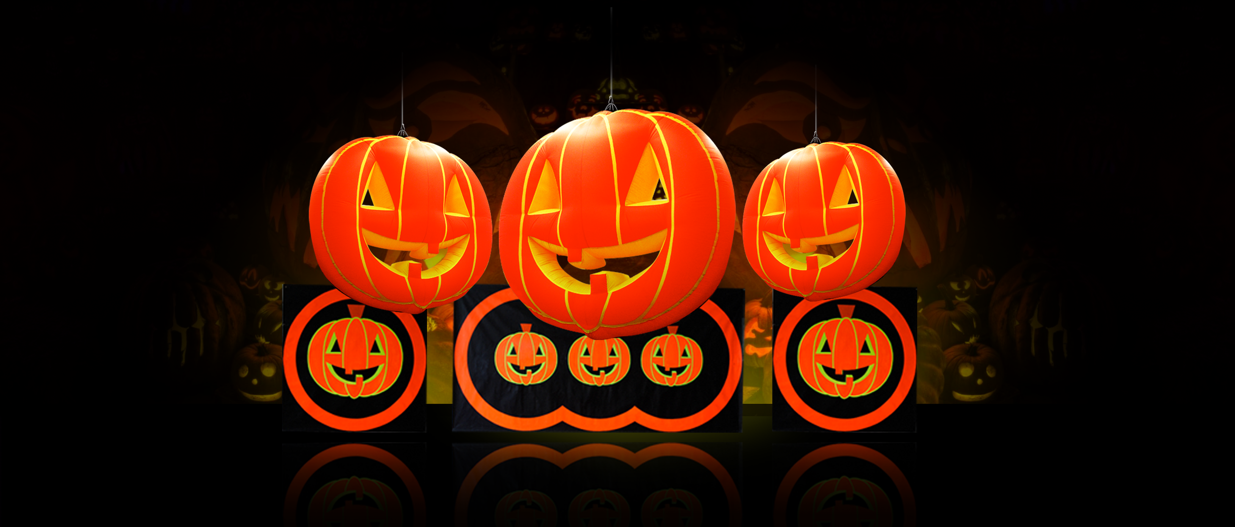 2.5M and 3M Pumpkin Inflatables, 4M and 2M Pumpkin Back Drops