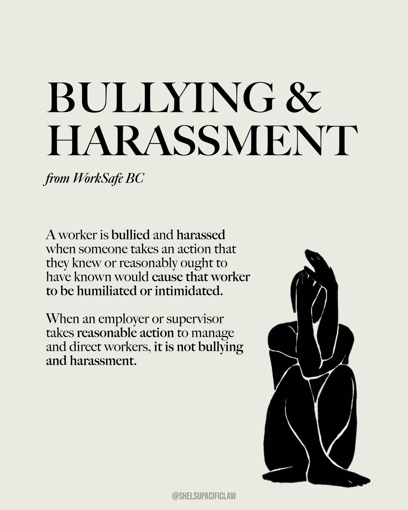 Understanding what bullying and harassment actually mean is the first step to recognizing them in the workplace.

According to WorkSafeBC, bullying and harassment occur when someone takes actions they knew &mdash; or reasonably should have known &mda