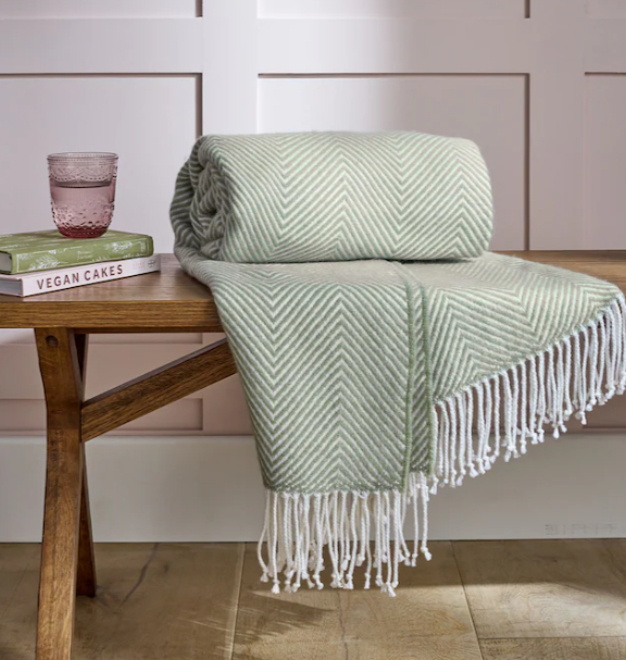 Sage Herringbone Throw