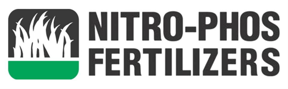 Nitro-Phos Fertilizers logo featuring stylized plant growth with black text on a white background and a green base.