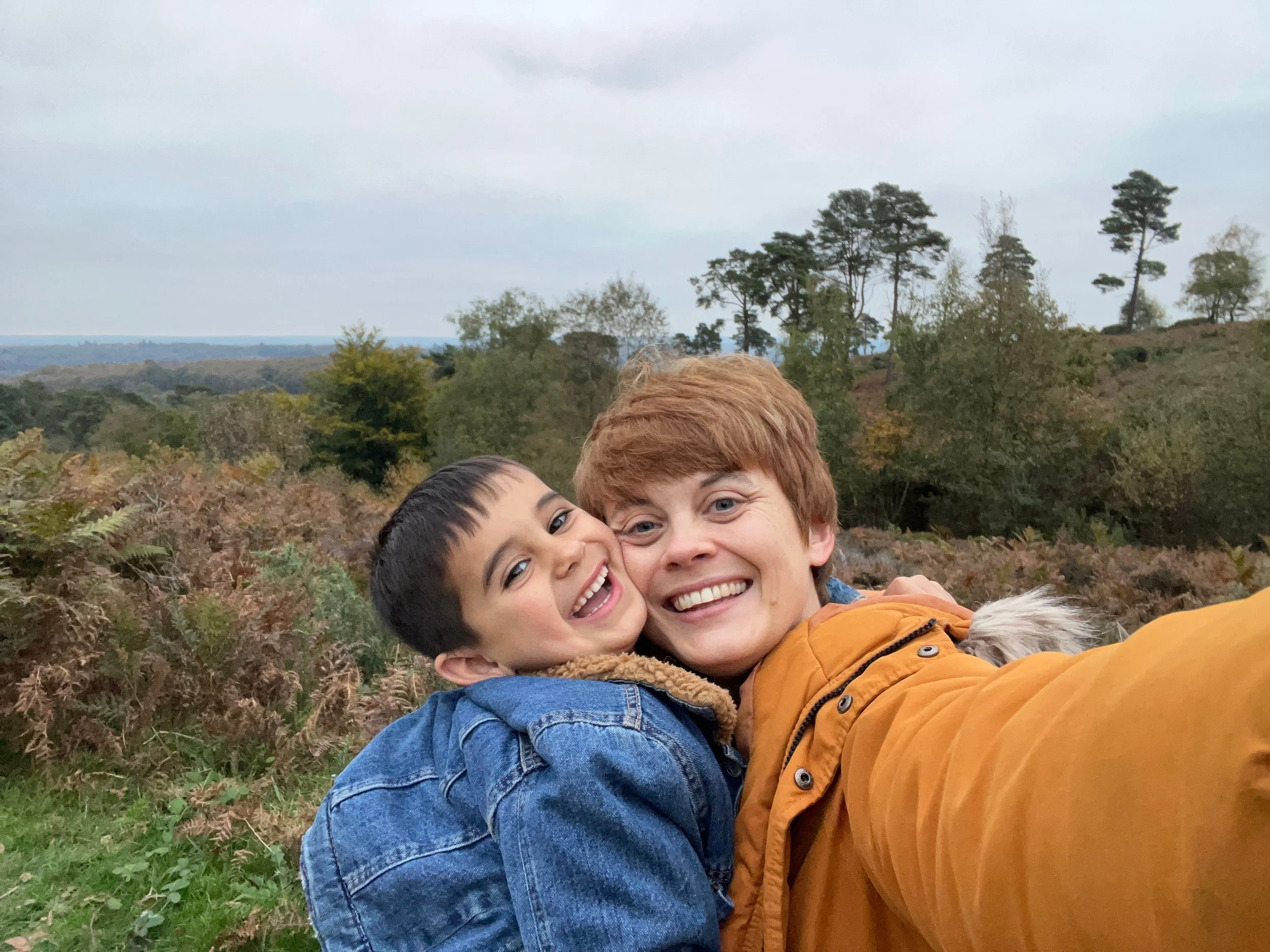 Natalia family photographer with son at Black Down Nature Reserve near Farnham Surrey