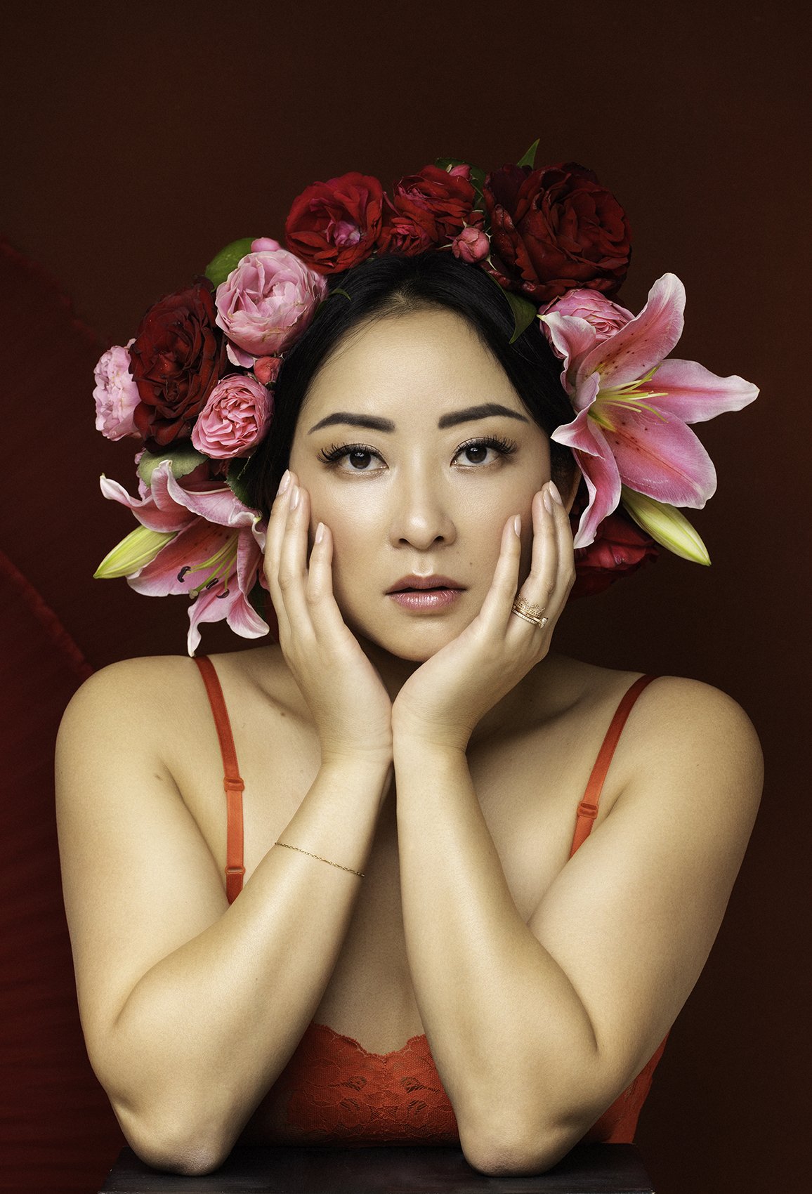  Beauty portrait of asian woman with floral headpiece by Beauclair Photography  