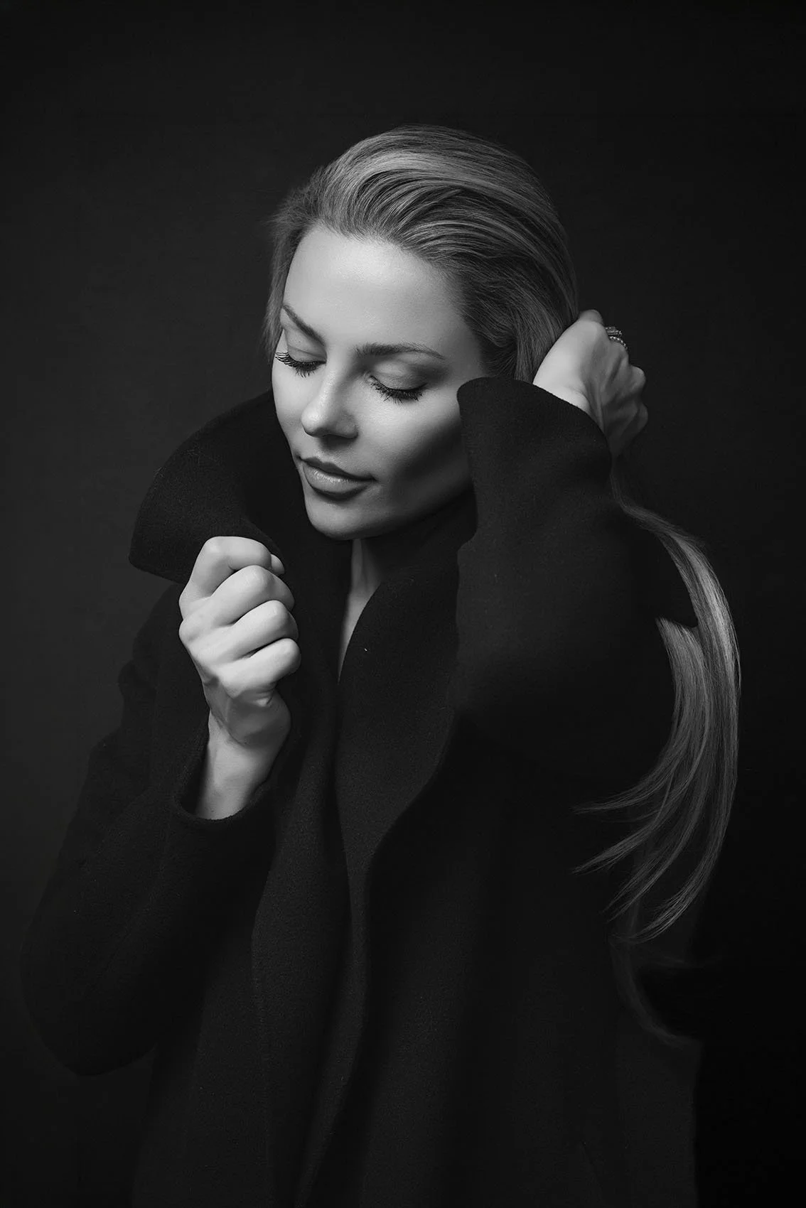 Black and white modern woman's portrait