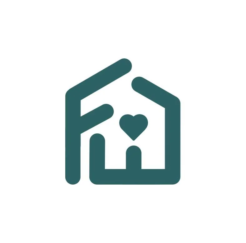 Icon of a house with a heart inside, representing home and love or care.