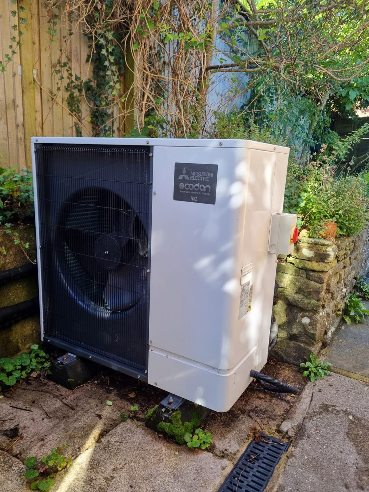 Picture of heat pump in garden