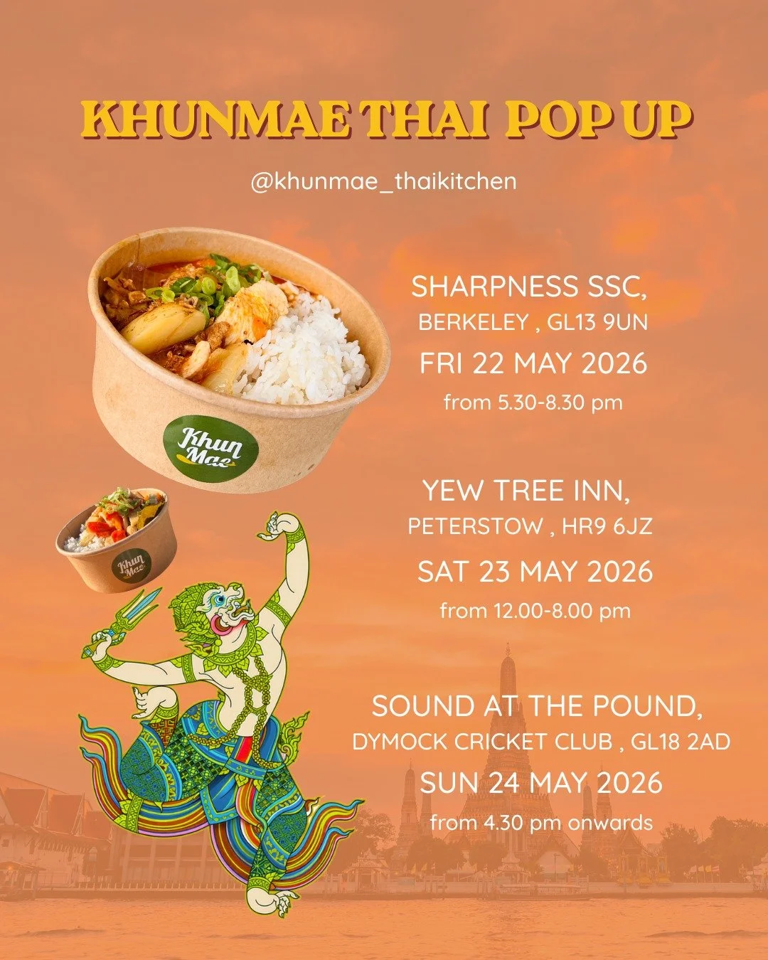 This weekend&rsquo;s looking tasty 👀🔥
Catch us at Berkeley, Peterstow &amp; Dymock 
serving up your Thai favourites all weekend long 🇹🇭🍚
Come hungry&hellip; leave planning your next visit already hehe 😜

Burp-boo
Cream 
 #thaifoodlover #thaifoo