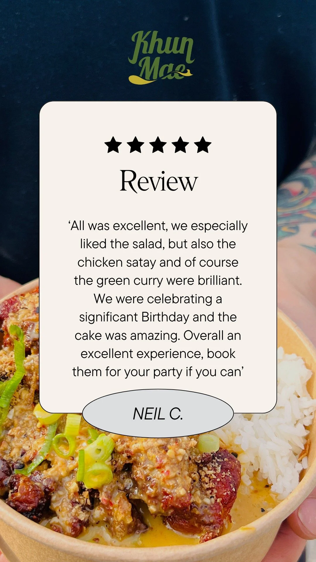 🎉 Birthday Catering Review! 🎉

We absolutely smashed it! 😍#Foodie #ThaiFoodLover #gloucesterfood #ThaiFood #streetfooduk 
If you're looking to book catering for your special event, we'd love to help. 
Drop us a message to discuss your requirements