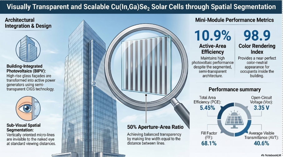 TRANSMIT's New Publication: “Visually Transparent and Scalable Cu(In,Ga)Se2 Solar Cells Through Spatial Segmentation”