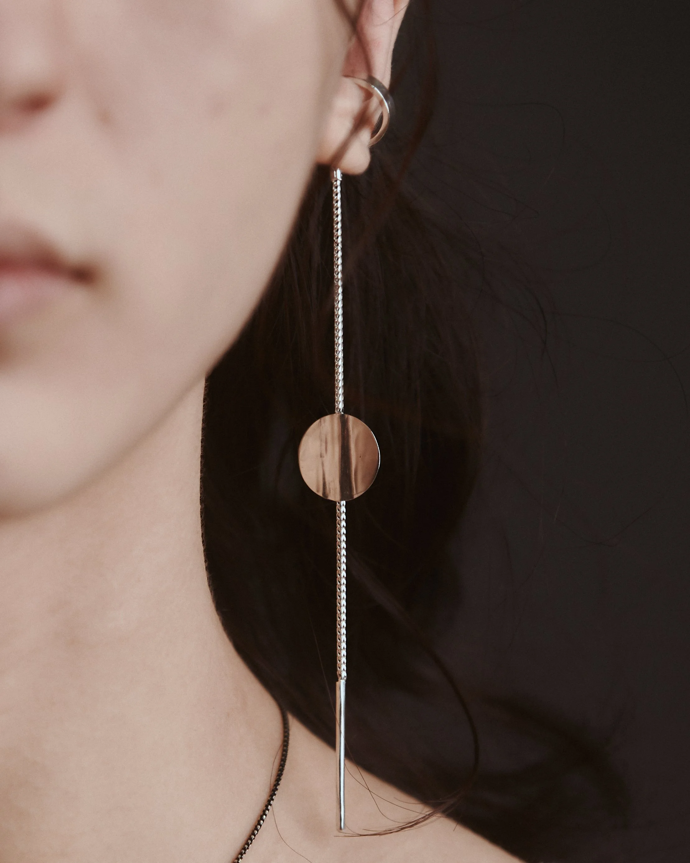 Single Silver Drop Earcuff