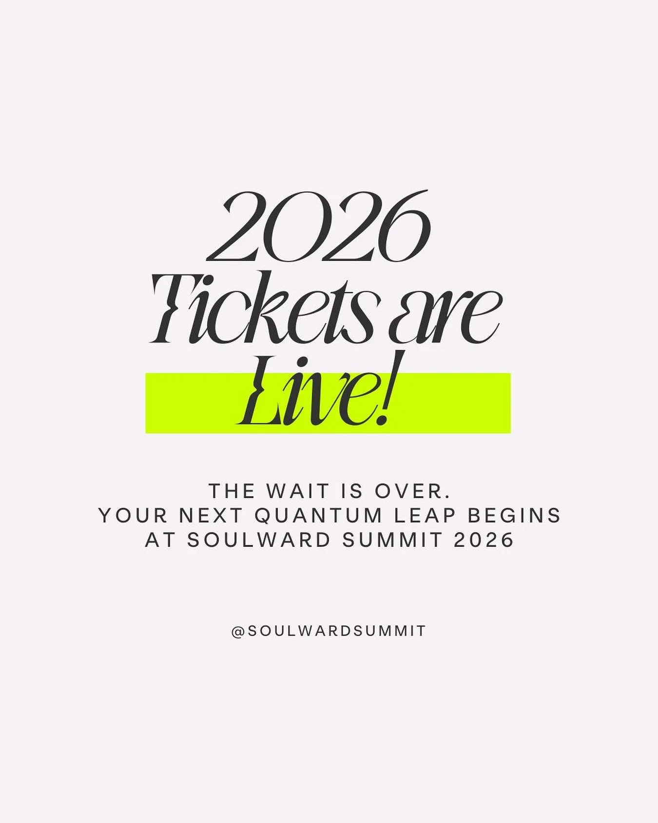 🎟️ It&rsquo;s officially happening.  Tickets for Soulward Summit 2026 are LIVE! 

✨ Join us in Nashville this March for three days of expansion, embodiment, and soul-led strategy with the leaders shaping what business can feel like.

Secure your spo