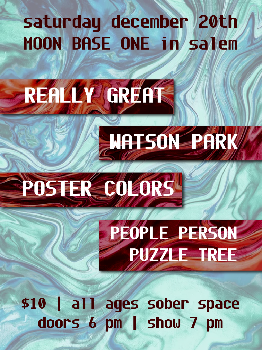 12/20/25 Really Great, Watson Park, Poster Colors, People Person Puzzle Tree
