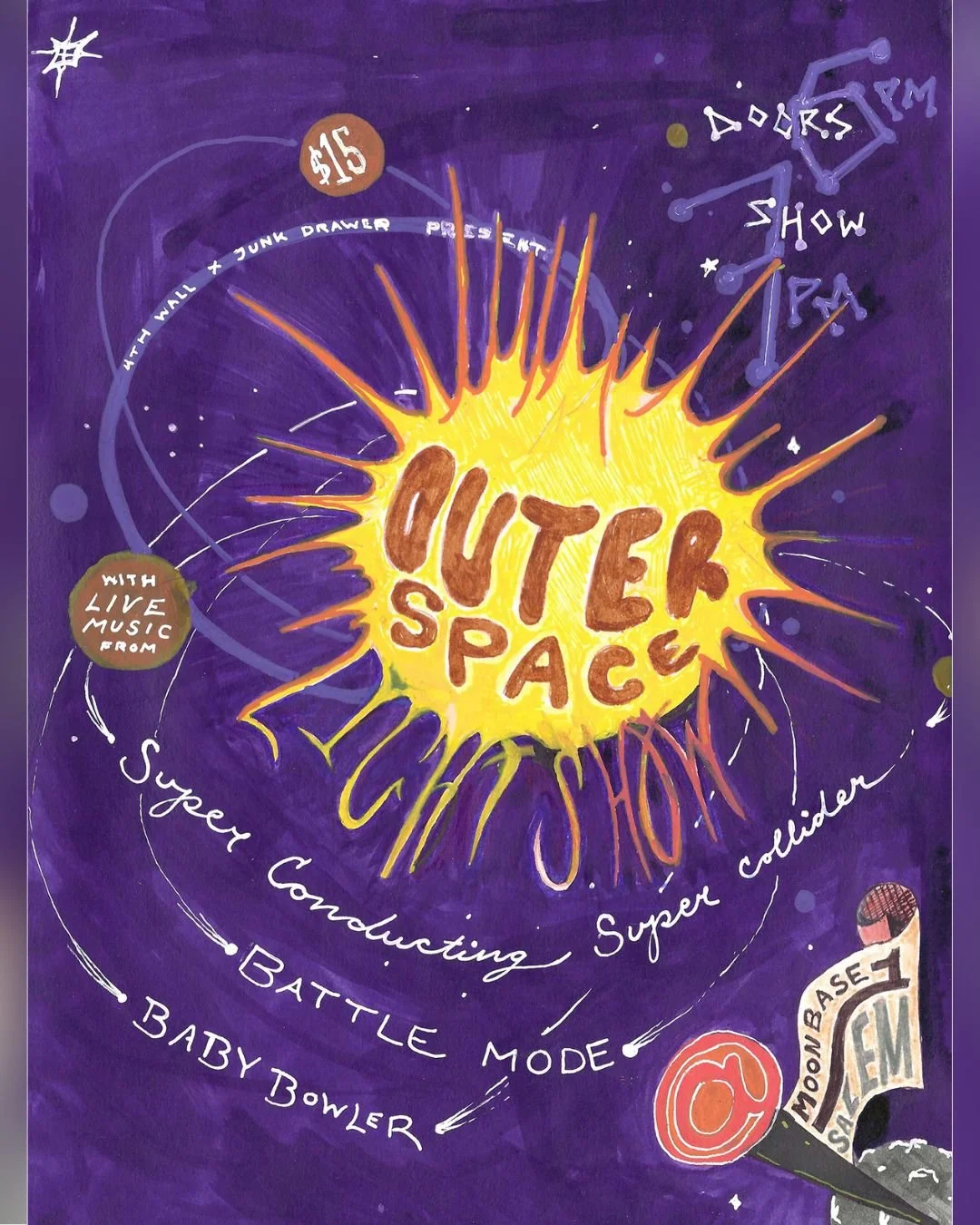 1/16/26 4th Wall & Junk Drawer Present: Outer Space Light Show w/ Super Conducting Super Collider, Battle Mode, and Baby Bowler