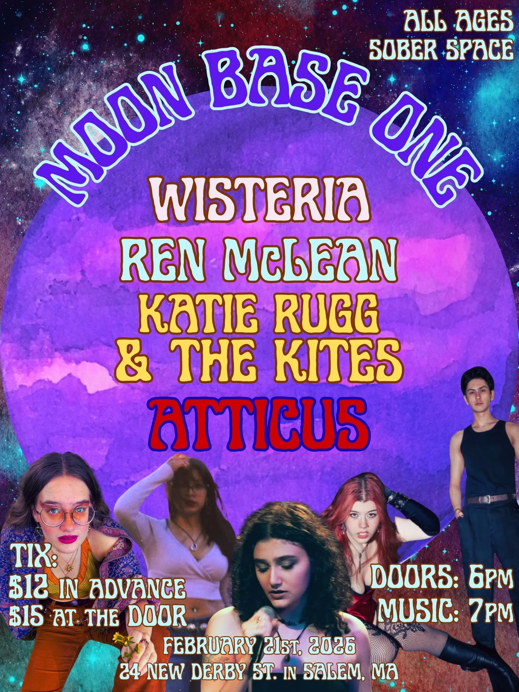 2/21/26 Wisteria, Ren McLean, Katie Rugg & the Kites, Atticus