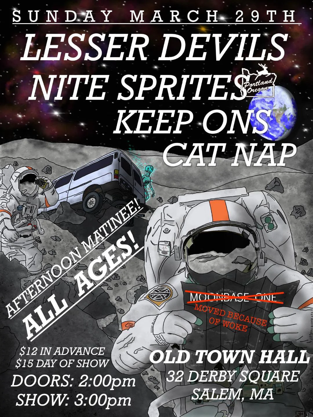 *** Moved to Old Town Hall *** 3/29/26 Lesser Devils, Nite Sprites, Keep Ons, Cat Nap