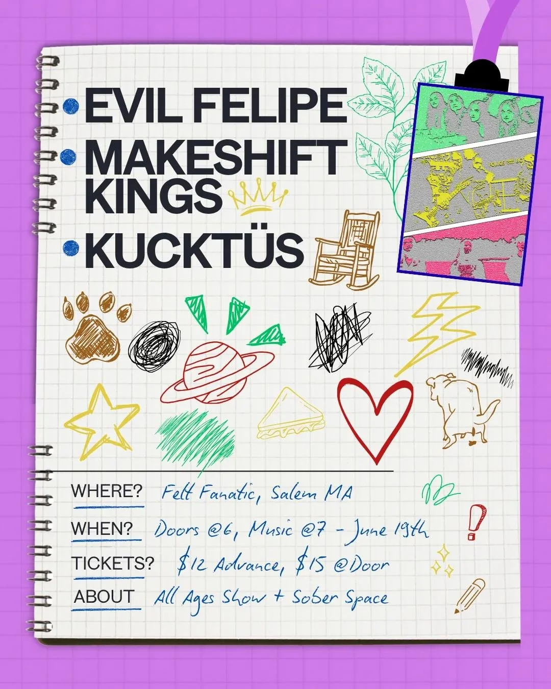6/19/26: Evil Felipe, Makeshift Kings, Kucktus at Felt Fanatic