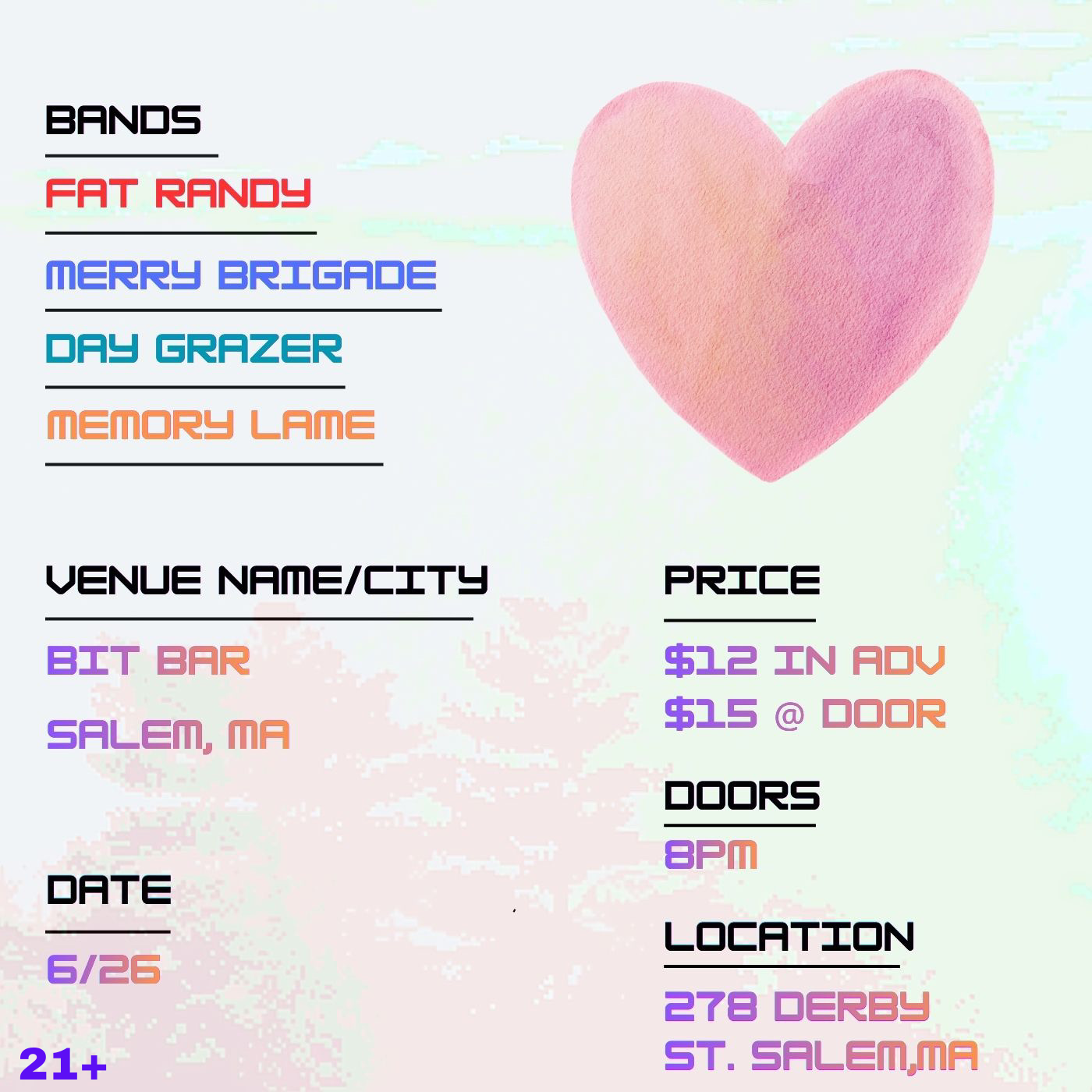 6/26/26: Fat Randy, Merry Brigade, Day Grazer, Memory Lame at BitBar