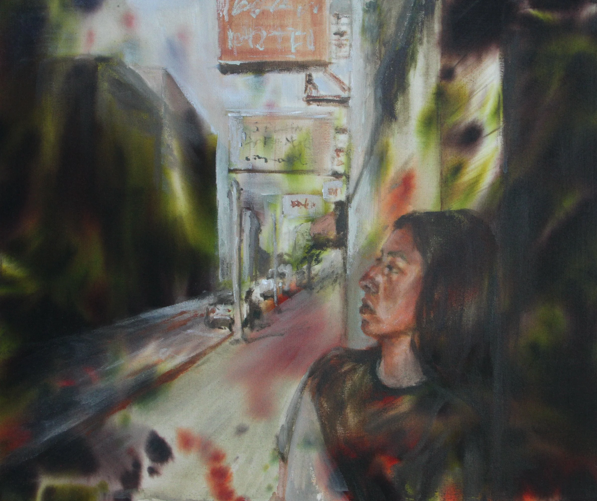 Waiting for the bus, 24x20, Justine Martinez.jpeg