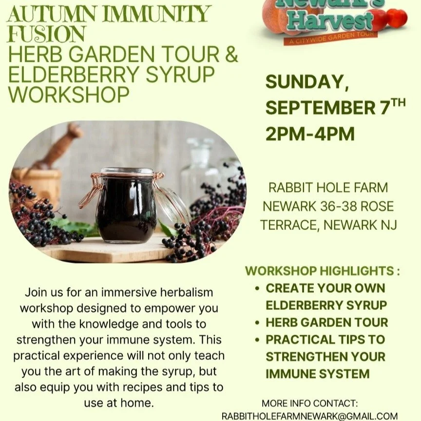 Join us Sunday &amp; Monday for our FREE events, part of the Newark's Harvest Citywide Garden Tour. Sunday 2pm-4pm Elderberry syrup workshop. Monday 4pm-6pm Body Butter workshop! We hope to see you there.