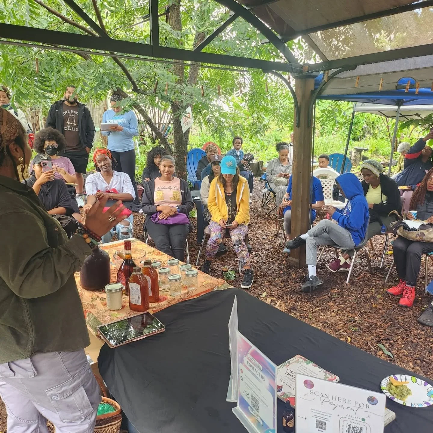 Elderberry workshop ! Mother nature was very supportive with this Elderberry workshop put on by Yaquana Williams and Rabbit Hole Farm Newark as a part of Newark City Wide Garden tours , peace to all who attended and those who couldn't. Tomorrow is ou