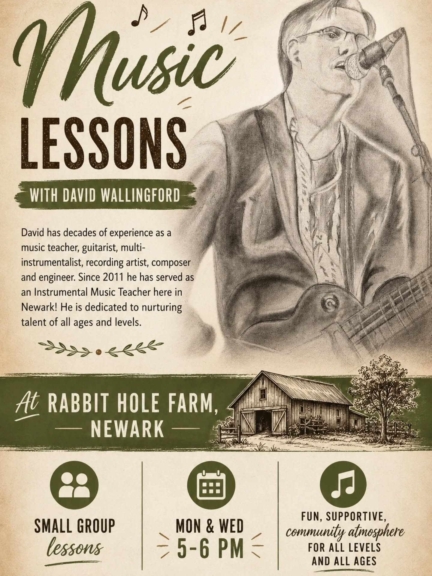 Music Lessons Rabbit Hole Farm 
36 Rose Terrace Newark Nj . 5-6 Mon and Wed