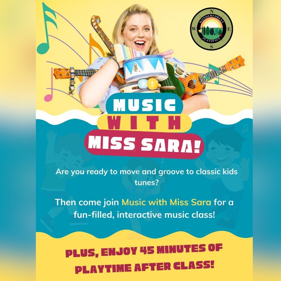 Starting May 5th, get ready to rock and roll with Music with Miss Sara! 

Join us for a 30-minute interactive music class that's all about having a blast while boosting coordination, rhythm, and motor skills through playful melodies and rhythms. Inst