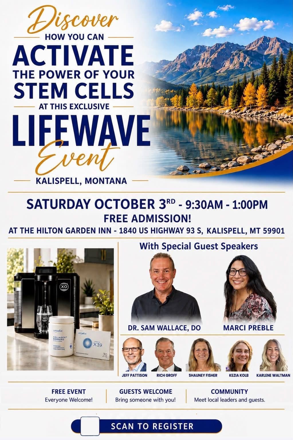 Flyer for a Lifewave event in Kalispell, Montana, on Saturday, October 3rd.
