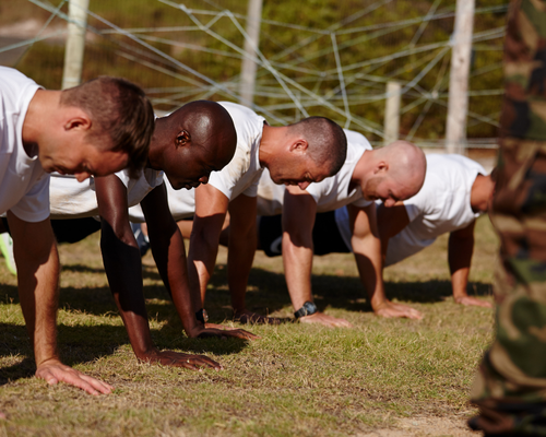 athletic men working out