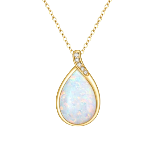 Collier avec pendentif en or orné de diamants et opale.