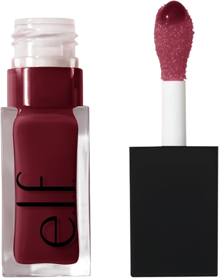 Vernis à ongles bordeaux, applicateur de gloss à lèvres avec un liquide de couleur bordeaux