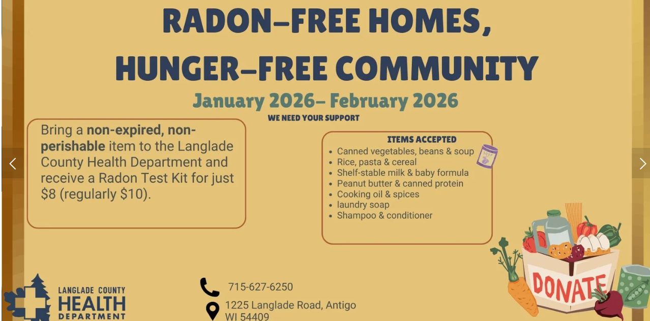 Langlade County Health Department Launches Radon Awareness Campaign and Community Food Drive