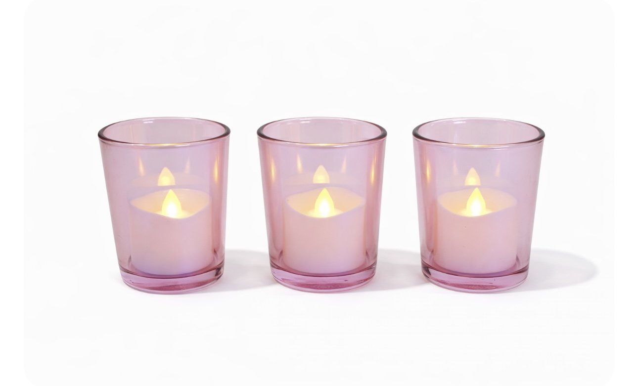 Pink Glass Votive Trio