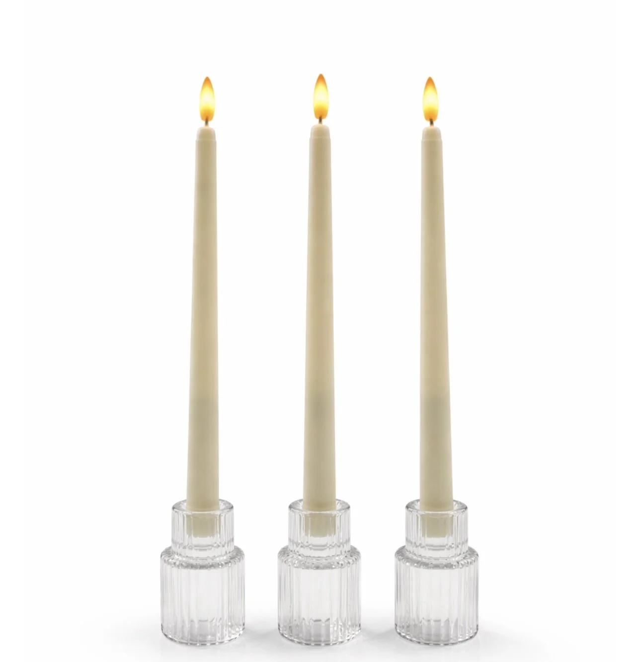 Clear Taper Candle Trio