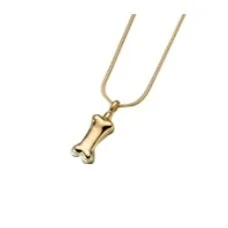 Gold bone-shaped pendant necklace on a chain