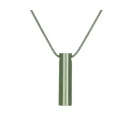 Minimalist green metal pendant necklace on a thin chain