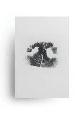 abstract inkblot resembling lungs on a white background