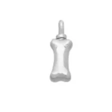 Silver bone-shaped charm with a small loop for attachment.