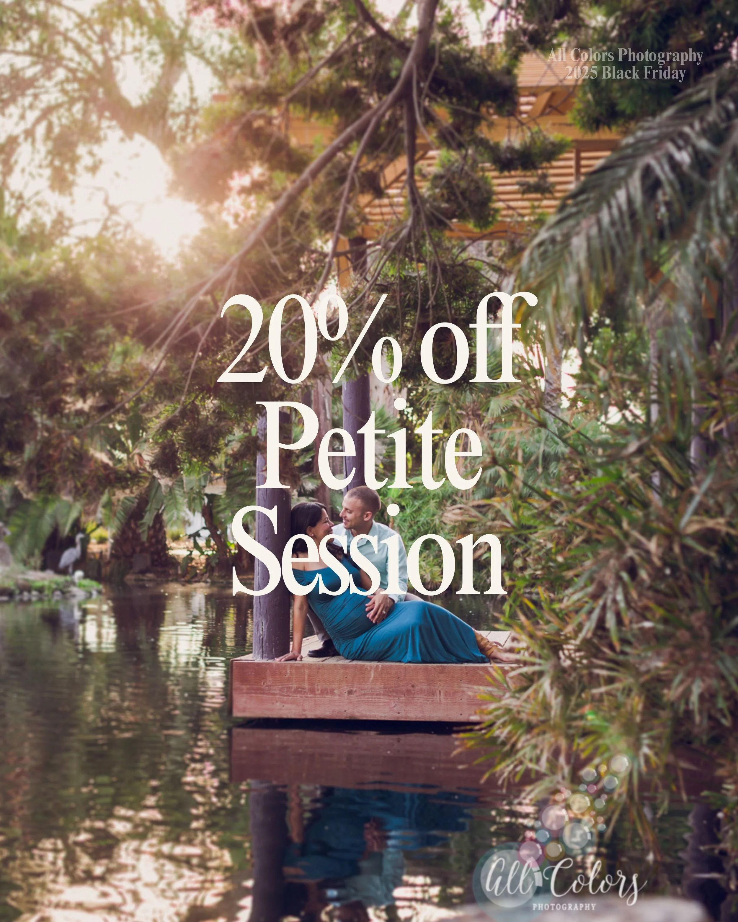 Pregnant woman wearing a blue dress and her husband on a lake