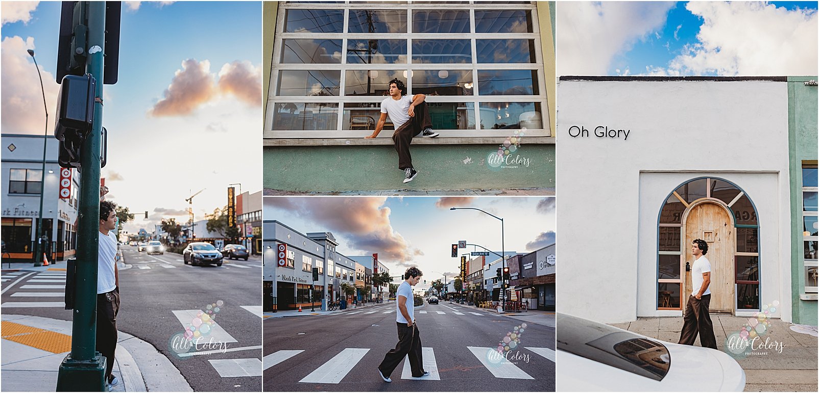 High School Senior Boy walking on the streets of North Park, San Diego CA