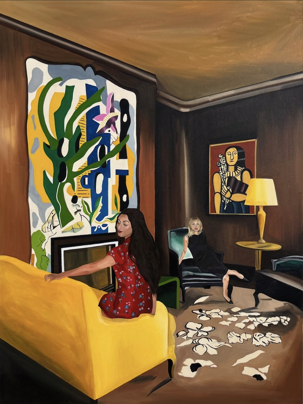 "Waiting Room" (2025). Oil on canvas. 30 x 40 inches.