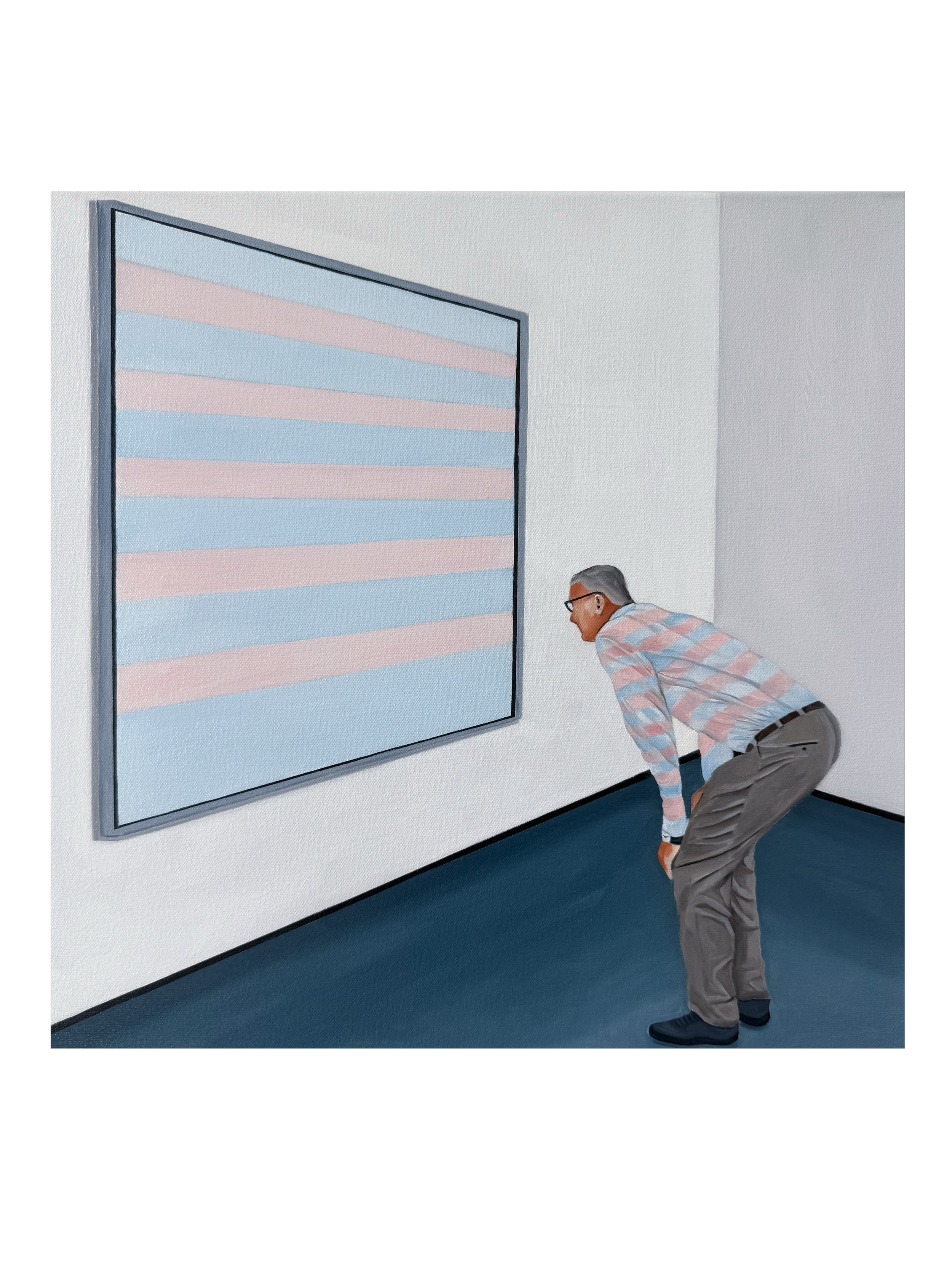 "Stripes On Stripes" (2026). Oil on canvas. 16 x 16 inches.